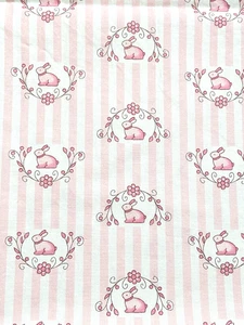 Moda Fabric Bunny Hill Designs Pink Rabbit Stripe Cotton Quilt Fabric 35" x 43" - Picture 1 of 4