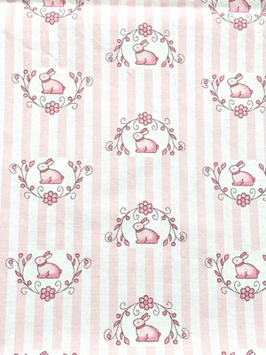 Moda Fabric Bunny Hill Designs Pink Rabbit Stripe Cotton Quilt Fabric 35" x 43" - Image 1 of 4