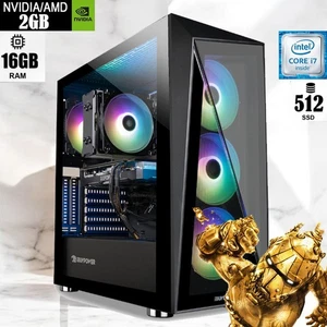 iBuyPower Gaming PC Desktop ARGB Intel i7 16GB RAM 512GB SSD 2GB GPU Win 11 - Picture 1 of 14