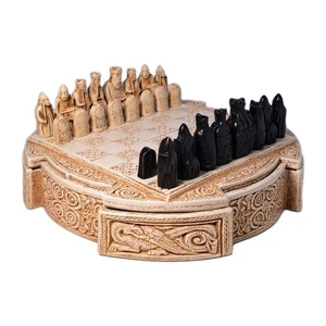 Juego de ajedrez celta compacto Isle of Lewis 9 pulgadas - crema/juego completo - Imagen 1 de 23