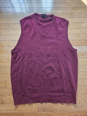 Chaleco Suéter Nordstrom 100% Lana Cordero Borgoña Cuello Para Hombre Foto 1 de 4