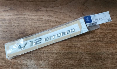 Mercedes Benz left driver fender V12 biturbo badge emblem symbol S65 A2228171715 - Image 1 of 3