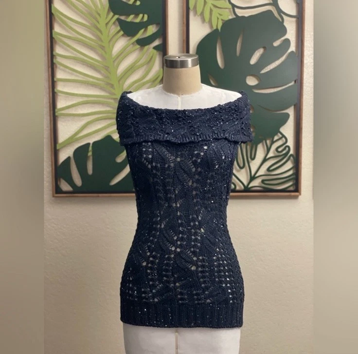 Oscar de la Renta Knit top Size S Navy - Image 1 of 4