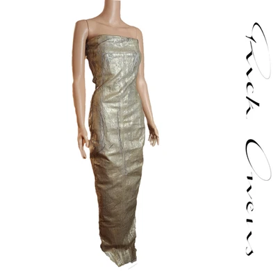 Vestido bustier vaquero recubierto metálico sin tirantes Rick Owens nuevo con etiquetas talla 6 Foto 1 de 4