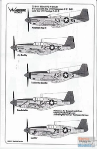 WBD72019 1:72 Warbird Decals - P-51 Mustang Tuskegee Airmen Part 2 #72019 - Picture 1 of 2