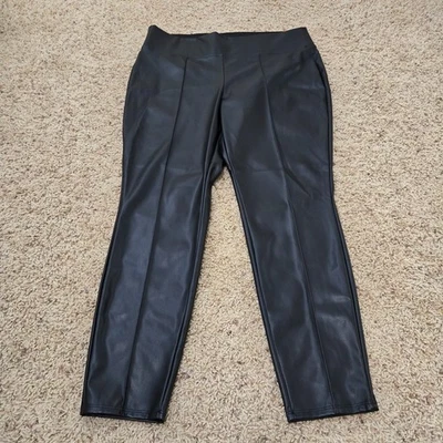Nine West Faux-Leather Black Leggings High Waisted Women's XL NWT - Image 1 of 4