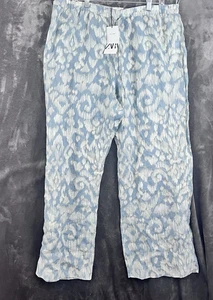 Pantalone Zara gamba larga trasparente taglia XXL leggero 100% Ramie BOHO nuovo con etichette - Foto 1 di 9