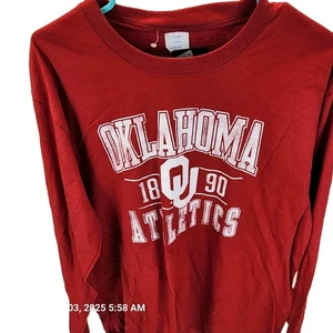 Oklahoma Sooners University Red T-shirt Men's Large Captivating Longsleeve New  - Picture 1 of 7