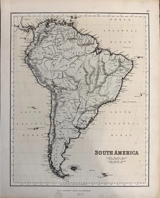 Mapa Original da América do Sul (1855) - Atlas da Câmara para o Povo - Litografia - Imagem 1 de 2