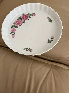 Christine Holm Porcelain Quiche Tart Pie Dish Plate 10" Floral Fluted Scalloped - Picture 1 of 3