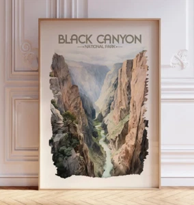 Black Canyon National Park Watercolor Travel Poster - US National Park Print - Picture 1 of 10