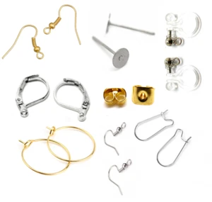 DIY Make Your Own Earrings Bulk Jewellery Findings - Hooks Hoops Earnuts Clip-On - Picture 1 of 41