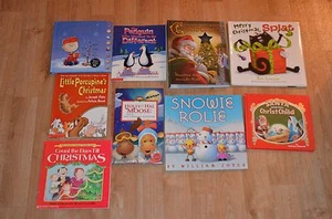 9 Children's  CHRISTMAS Book LOT Santa Charlie Brown Snowie Rolie Splat Cat kid - Picture 1 of 8