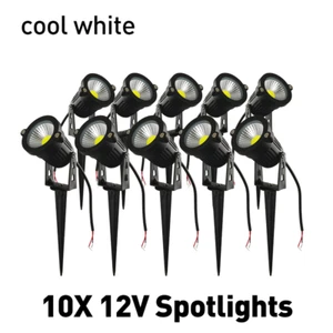 10X 12v COB Spotlights 5W Cool White Outdoor Garden Lawn Spike Light Hardwired - Picture 1 of 12