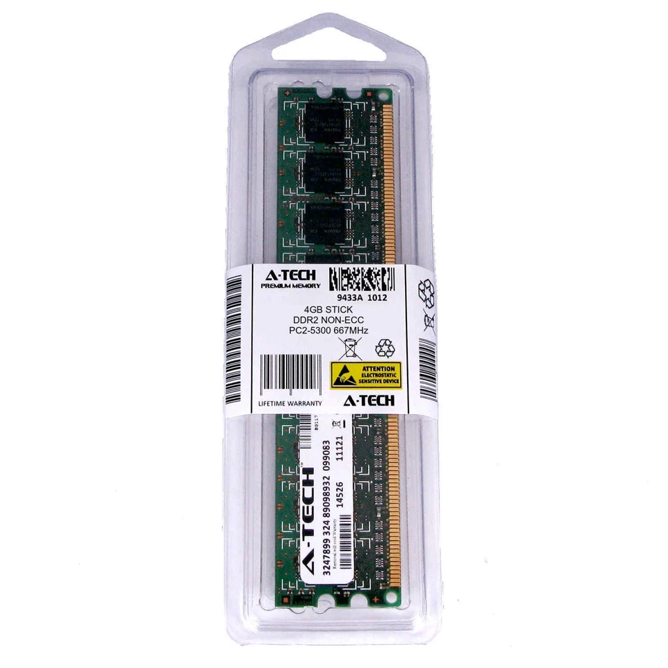 A-Tech 4GB PC2-5300 Desktop DDR2 667 MHz 240pin DIMM Non-ECC Memory RAM 4G 5300U - Image 1 of 1