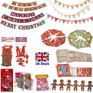Xmas Bunting Banner,Gingerbread Man Garland,Bunting Flag,Hooks, Xmas Decorations - Picture 1 of 124