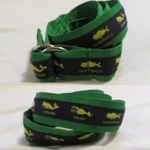 Cintura anello a D CK Bradley Tally Ho nastro balena gobba verde sperma blu XL - Foto 1 di 13