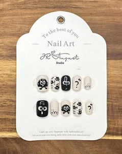 Nagelpress Handarbeit Susuwatari schwarz-weiß niedlich rund kurz XS S M L - Bild 1 von 5