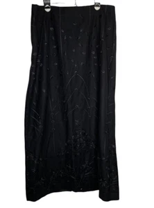 Maxi Falda Talbots Negra Lana Línea A Talla 12 P Forrada Bordada Floral - Imagen 1 de 10