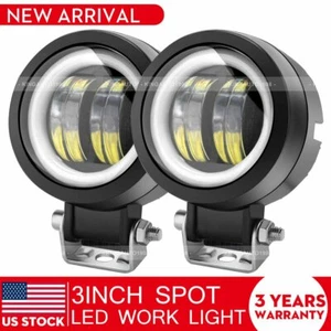 2X 3" inch LED Fog Lights Blue Halo Spot LED Work Light Bar For Jeep Truck ATV - Bild 1 von 12