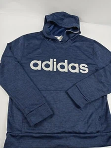 Adidas Hoodie Boys Size large (14-16) Blue Pullover Big Spell Out Sweatshirt - Picture 1 of 8