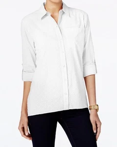 NUEVA Camisa Michael Kors Texturizada Alta-Baja Blanca Rosa, Mediana, Grande* - Imagen 1 de 4