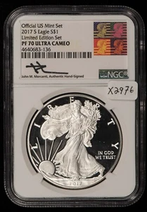 2017-S 1 oz American Silver Eagle Limited Ed Proof Mercanti NGC PF 70 UC - X2976 - Picture 1 of 4