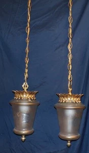 Antique Vintage Vianne VV France Double Swag Ceiling Light Fixtures- Working - Picture 1 of 21