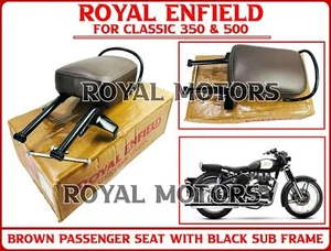 Royal Enfield "BROWN PASSENGER SEAT WITH BLACK SUB FRAME" For Classic 350 & 500 - Picture 1 of 12