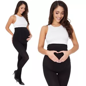 Medias Maternidad Gruesas Negras Mujeres Embarazo Algodón 600 DEN Cintura Ajustable - Imagen 1 de 6