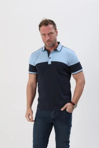 Men's Casual 2 Tone Classic Button Down Short Sleeves Collared Polo Shirt - Picture 1 of 14