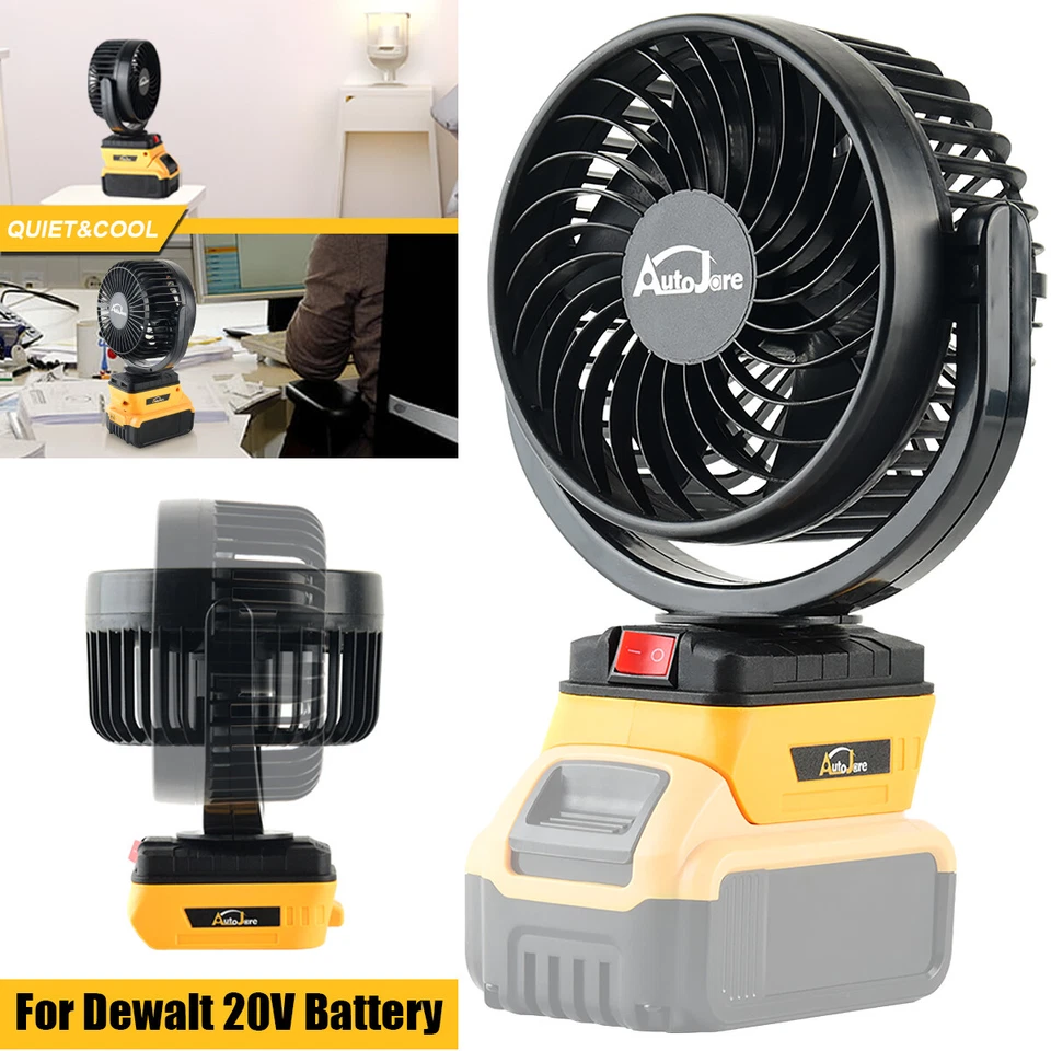 AUTOJARE Portable For Dewalt 20V Battery,Cordless Jobsite Fan With USB Charging