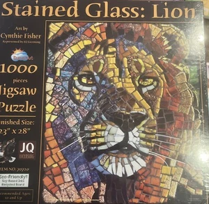 SunsOut Stained Glass Lion Jigsaw Puzzle 1000 Pc Cynthia Fisher 23” x 28” NEW - Picture 1 of 5