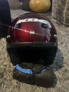 KBC TK-110 Motorcycle Helmet Burgundy Silver Medium 57-58cm Snell DOT Approved - Picture 1 of 8