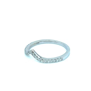14K White Gold Curve Band with 22 Round Diamonds - Picture 1 of 3