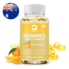 Vitamin C + Zinc 120 Capsules Brain Health Immune Support Antioxidant Supplement