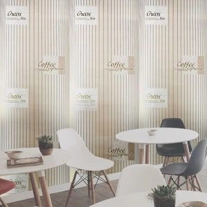 Coffe vinyl textured Wallpaper column illusion gold kitchen mettalic stripe  3D - Picture 1 of 7