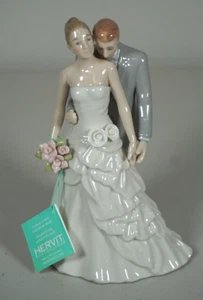 Royal Glass Wedding Bride & Groom Kiss 6.5" Fine Porcelain Figurine Figure - Picture 1 of 7