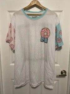 Fresh Laundry Mens T-Shirt White Pink Teal Donuts Crew Neck Tee 3XL - Picture 1 of 5