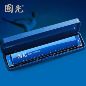 Personalized Engraved 24 Holes Tremolo Harmonica Key of C Organ Harmonica Blue - Picture 1 of 8