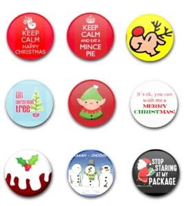 25 MM 1 ZOLL KNOPFABZEICHEN WEIHNACHTEN SET 2 X9 - Bild 1 von 1