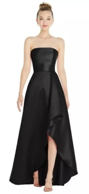 Alfred Sung Strapless Satin Gown Black D832 NWT $258 Size 8 - image 1 of 4