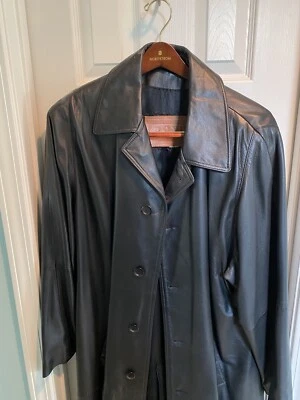 Gabardina de cuero para hombre BOYDS Philadelphia 42 negra vintage Foto 1 de 4