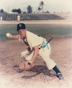 DON ZIMMER SIGNED 8X10 LICENSED PHOTO BROOKLYN DODGERS 1955 WS CHAMPION - Picture 1 of 2
