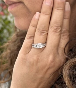 IGI Certified 14k Solid White Gold Princess Cut Diamond Engagement Ring 2.10ctw - Picture 1 of 17