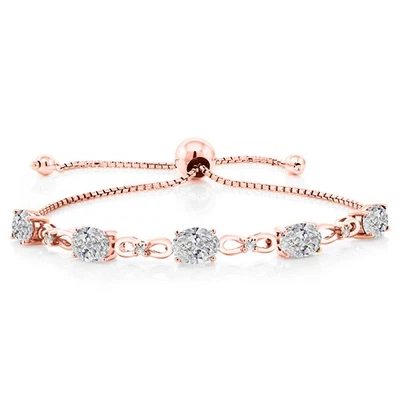 Brazalete de tenis de diamantes cultivados en laboratorio blanco de 3,52 quilates para mujer en oro rosa de 18 quilates Foto 1 de 4