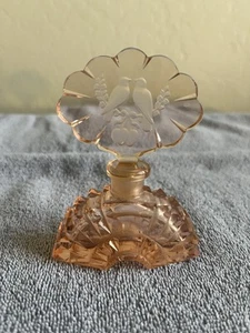 Vintage Tschechisch Rosa Glas Parfüm Flakon mit Stopfen - Bild 1 von 9