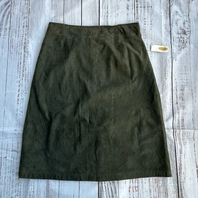 Falda de cuero verde Talbots vintage para mujer talla 10 nueva con etiquetas Foto 1 de 4