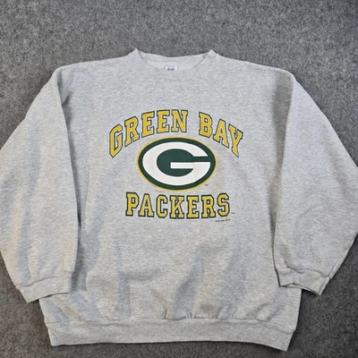 Vintage Green Bay Packers Sweatshirt Mens 2XL Gray Football 90s Logo 7 - Image 1 of 4