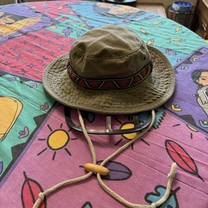 Sombrero azteca Dorfman Pacific vintage de los 90 para hombre verde medio DPC safari gorra cubo - Imagen 1 de 3